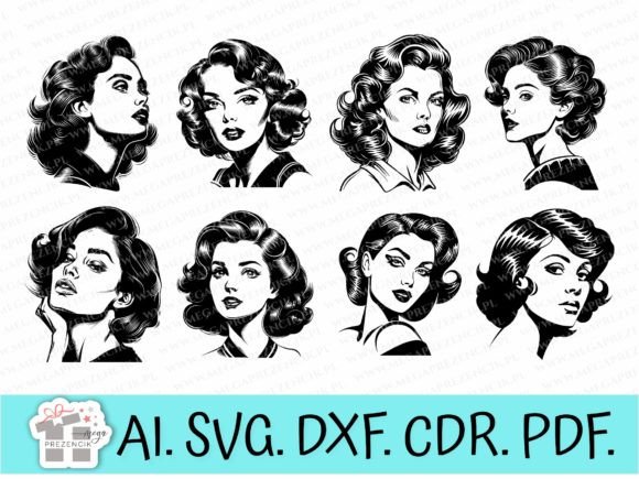 Download Vector Graphics Women in RETRO Style - Premium Bundle