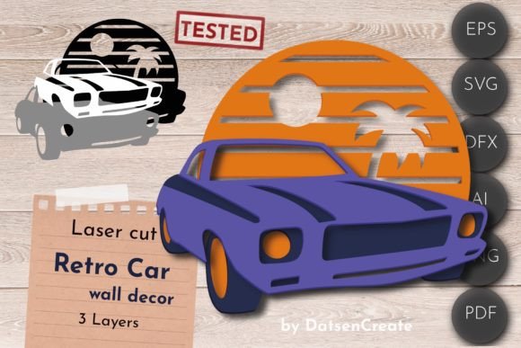 Download Retro Car 3D Layered Art, Vintage Svg - Layered art Collection