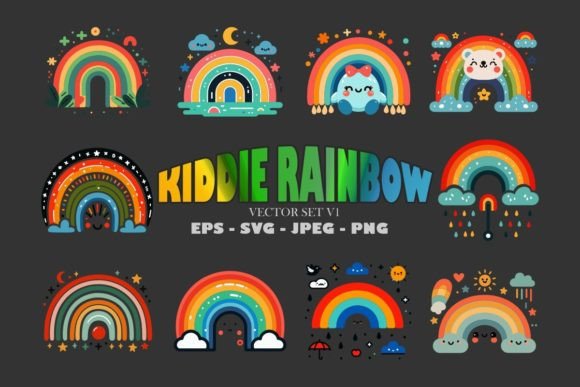 Download Kiddie Rainbow Vector Graphics EPS SVG - Premium Bundle