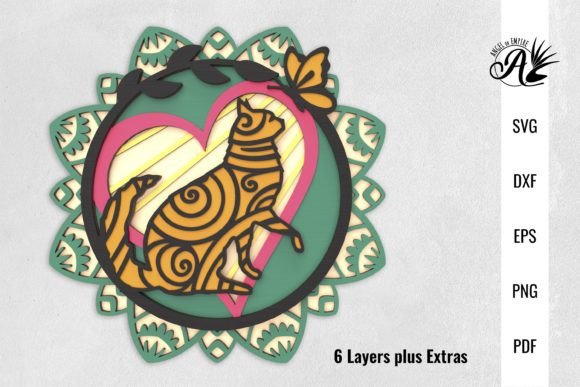 Download Curious Cat and Butterfly Layered Art - Layered art Collection