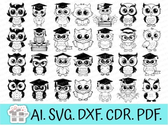Download Set of Wise Owl Vector Graphics Laser - Vector graphics Collection