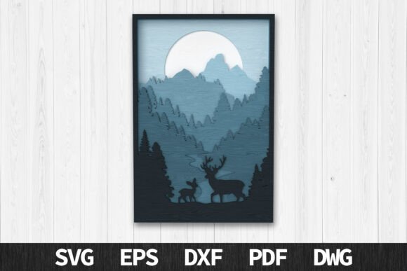 Download Deer in Moonlit Forest Layered Art - Premium Resources