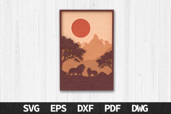 Download African Lion Landscape Layered Art - Premium Resources